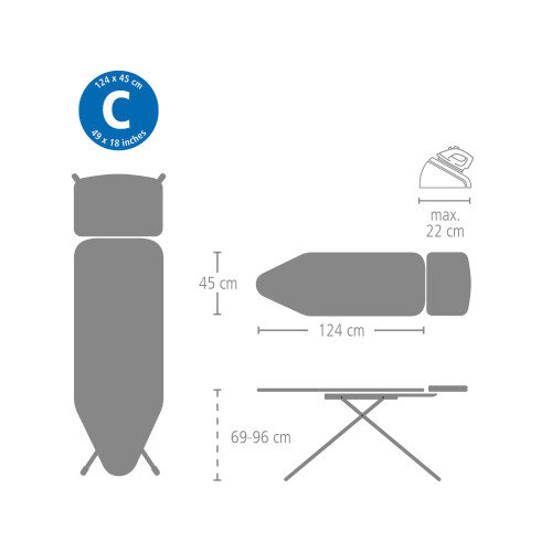 Brabantia Brabantia Complete set - Cover Denim Grey - Size C - 8mm foam 2