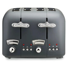 De'Longhi Argento Silva CT04.GY, 4 Slice Toaster Grey, H20cm x W27cm x D29.5cm