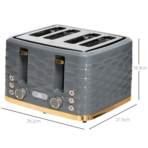 Four-Slice Rippled Toaster - Grey 2
