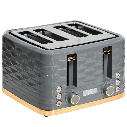 Four-Slice Rippled Toaster - Grey 1