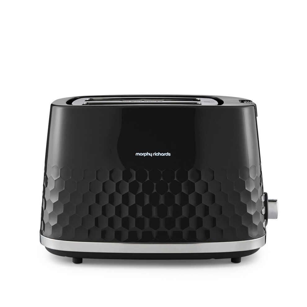 Morphy Richards Hive 2 Slice Toaster, Variable Browning, Removable Crumb Tray, Cancel, Defrost, Reheat, Anti-Jam Feature, Gloss Finish, 850W, Black