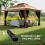 3x4m Hexagon Pop Up Gazebo with Netting, Beige 10