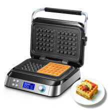 Pro Smart Waffle Maker, Non-Stick, 7 Browning Levels, 5 Programmes, Family Size, Digital Display, Overflow Protection, 1600W, Countdown Timer, Audible