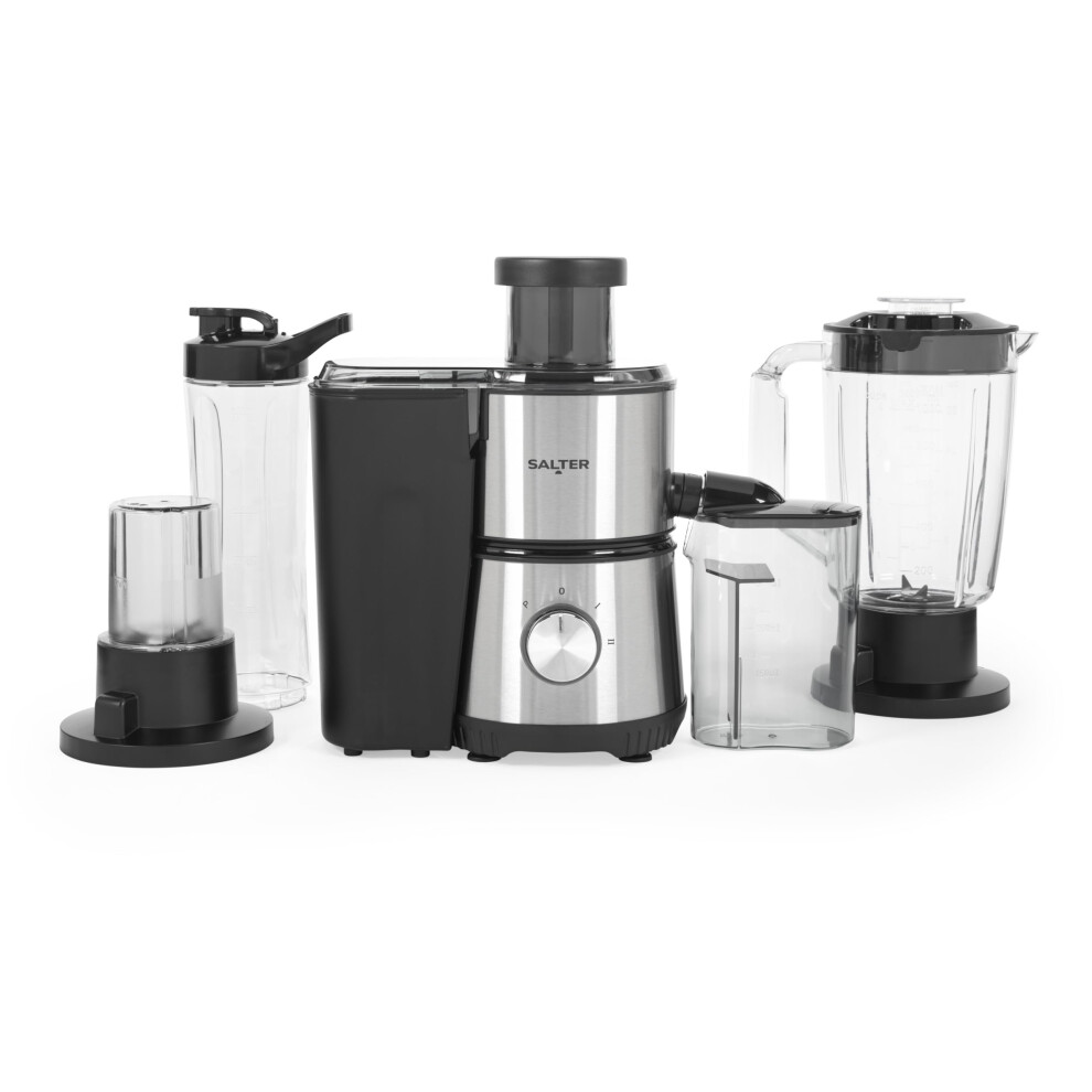 Salter 4 In 1 Juicer & Blender ? Fruit Juicer & Smoothie Maker, 1L Jug Blender, Includes 600Ml Sports Bottle & Fridge Storage Container, Coffee &