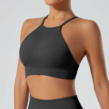 Sportbeha's voor dames met hoge hals, draadloze sportbeha met gekruiste bandjes op de rug, gewatteerde crop top voor workouts, yoga en andere