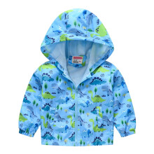 Winterjassen met capuchon voor babyjongens en -meisjes, lichte winterjas met print, ritssluiting en capuchon, winddichte jas voor peuters en kinderen