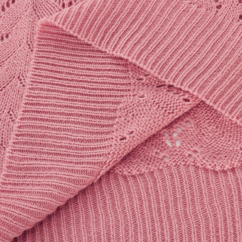 Damen-Pullover mit V-Ausschnitt, einfarbig, mit Lochmuster, dünn, langärmelig, rosa, Größe M 2