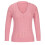 Damen-Pullover mit V-Ausschnitt, einfarbig, mit Lochmuster, dünn, langärmelig, rosa, Größe M 6