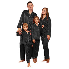 Ediodpoh Satin Solid Family Matching Pajamas Set for Kids, Toddler Boys & Girls – Black, Compatible with Family Nightwear