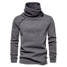 Winter Cowl Neck Turtleneck Sweater For Men 2025 Casual Solid Color Long Sleeve Pullover Sweater Tops Blouse Dark Gray