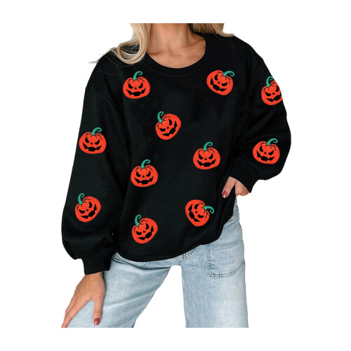 (L, Black) Sweat-shirt ample à pour Halloween