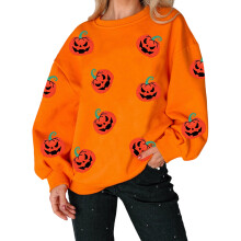 (M, Orange) Sweat-shirt ample à pour Halloween