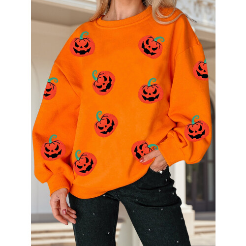 (M, Orange) Sweat-shirt ample à pour Halloween 2