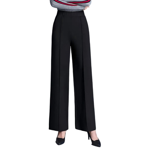 (XXL, Black) Pantaloni da donna con tasche.
