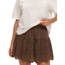 (L, Dark Brown) Jupe à volants et œillets pour femme, taille élastique, coupe trapèze, style streetwear été