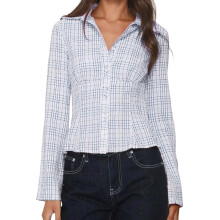 (M, Blue) Chemise boutonnée femme, et l'automne.