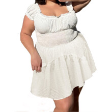 (XXXL, White) Robe grande taille idéale printemps-été