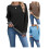 (XL, Blue) Pull ample d'automne hauts décontractés 3