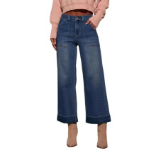 (XL, Blue) Jean femme à long décontracté