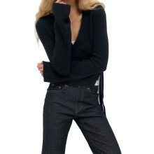 (L, Black) Gilet cache-cœur à Vêtements décontractés.