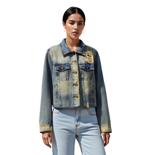(XL, Blue) Chaquetas vaqueras de aspecto casual.