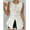 (M, White) Débardeur en maille ajustée, boutonné 6