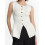 (M, White) Débardeur en maille ajustée, boutonné 5