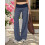 (S, Dark Blue) Γυναικείο παντελόνι ρίγες, ίσιο, streetwear 5