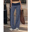 (S, Dark Blue) Γυναικείο παντελόνι ρίγες, ίσιο, streetwear 6