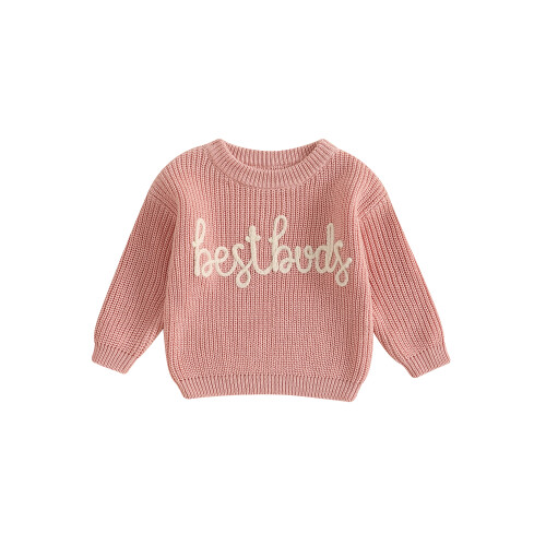 (6-12 Months, Pink) Kinderpullover mit Buchstabenstickerei, gestrickt, Winteroberteile