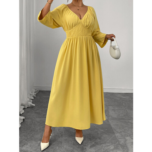 (XXXXL, Yellow) Robe longue grande et l'automne. 2