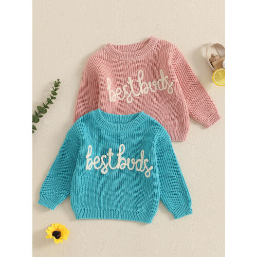 (2-3 Years, Blue) Kinderpullover mit Buchstabenstickerei, gestrickt, Winteroberteile 2