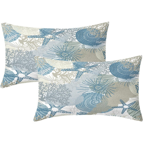 Fodere per cuscino lombare a tema nautico, 30x51 cm, set da 2