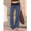 (S, Dark Blue) Γυναικείο παντελόνι ρίγες, ίσιο, streetwear 3