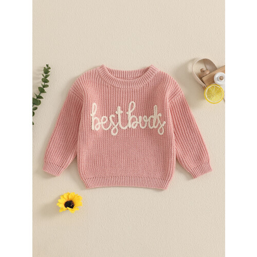 (6-12 Months, Pink) Kinderpullover mit Buchstabenstickerei, gestrickt, Winteroberteile 2