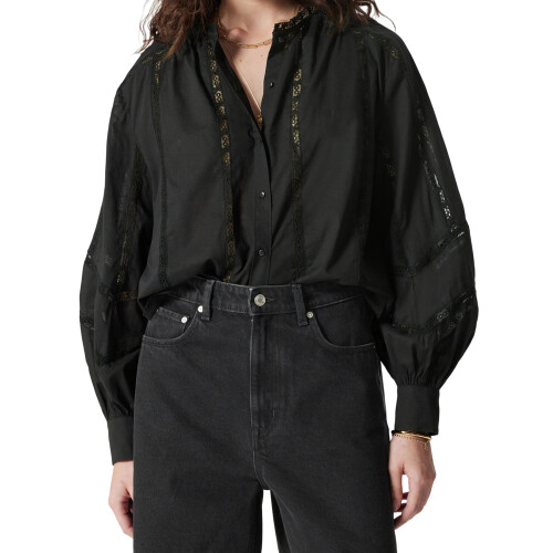 (S, Black) Chemises amples à blouse d'automne