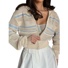 (L, Beige) Gilet en maille manches longues