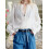 (M, White) Chemises amples à blouse d'automne 5