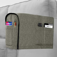 Capas antiderrapantes para poltronas de sala de estar, compatíveis com poltronas reclináveis, 4 bolsos, conjunto de 2, cinza claro