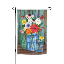 Blumengartenflagge 12x18, doppelseitig, kleine vertikale Vase aus Jute für den Garten, zur Dekoration von Haus und Garten.