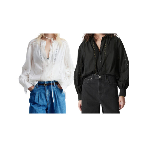 (S, Black) Chemises amples à blouse d'automne 2
