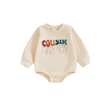 (6-12 Months, Khaki) Combinaison bébé garçon/fille, body à manches longues col rond avec imprimé lettres, pour nouveau-né