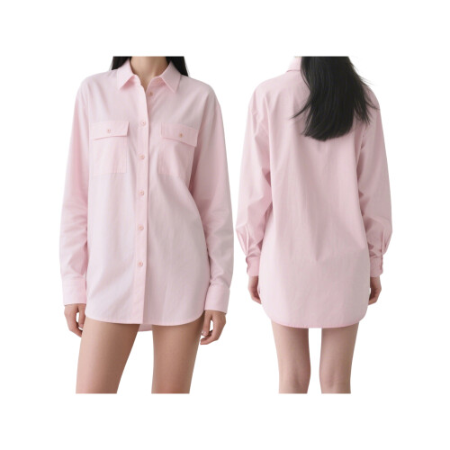 (S, Pink) Chemises à boutons avec poches 1