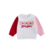 (6-12 Months, White) Sweat-shirt brodé à lettres pour petites filles, manches longues, col rond, haut décontracté pour la Saint-Valentin