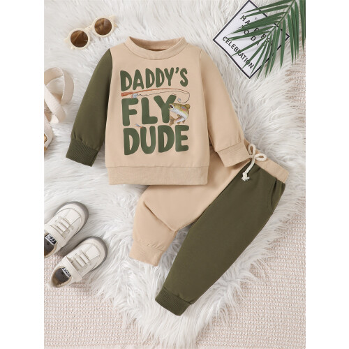 (0-6 Months, Khaki) Σετ παντελονιών για φούτερ μακρυμάνικο 2