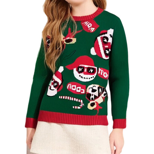 (4-5 Years, Green Kids) Pull de Noël motif cerf