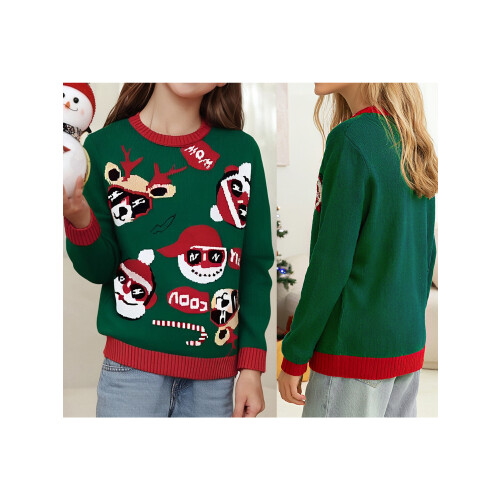 (4-5 Years, Green Kids) Pull de Noël motif cerf 1