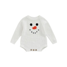 (0-3 Months, White) Baby-Weihnachtspullover mit Schneemannmuster, Langarm-Overall für Neugeborene, Jungen und Mädchen, süße Kleidung