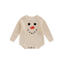(9-12 Months, Apricot) Baby-Weihnachtspullover mit Schneemannmuster, Langarm-Overall für Neugeborene, Jungen und Mädchen, süße Kleidung