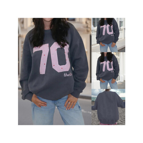 (S, Dark Grey) Felpa donna con e autunno. 2